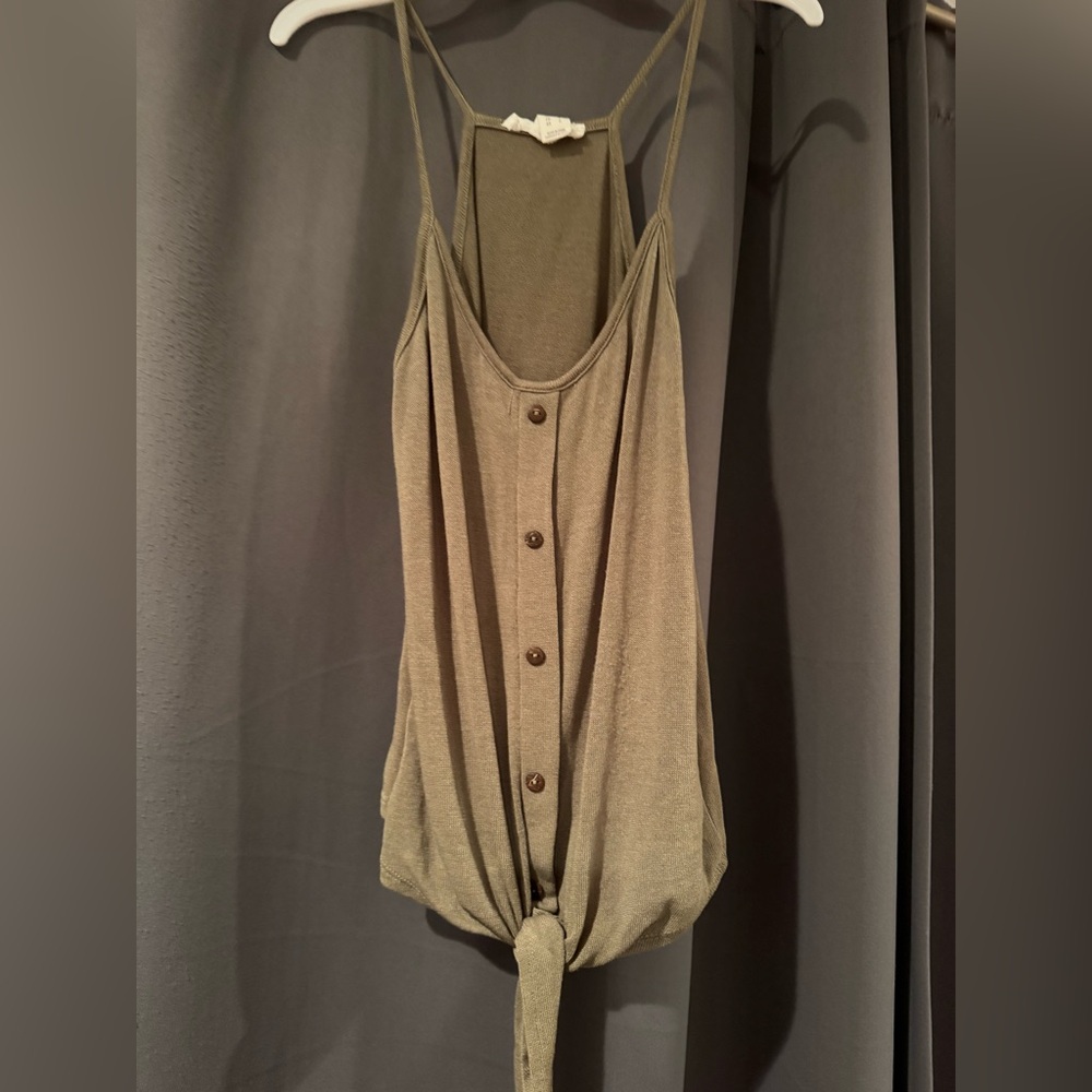 Streetwear Society Olive Green Button-Down Tank